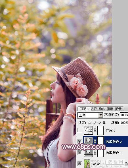 Photoshop将夏季外景美女图片调制出小清新的秋季色8