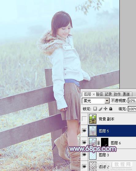 Photoshop为田园美女调制出淡雅的韩系淡蓝色34