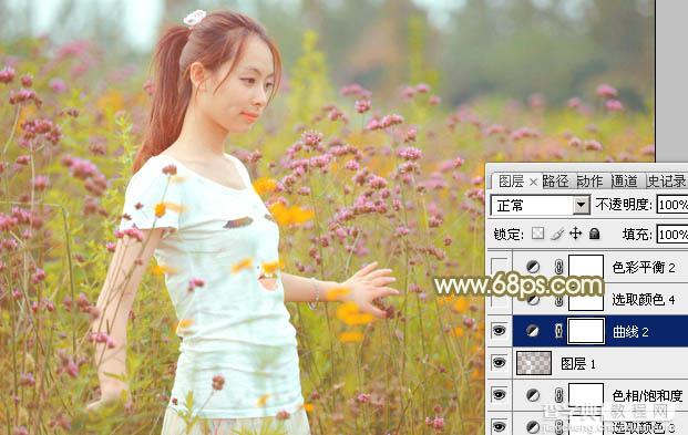Photoshop利用Lab模式为野花中的美女加上甜美的粉色调33