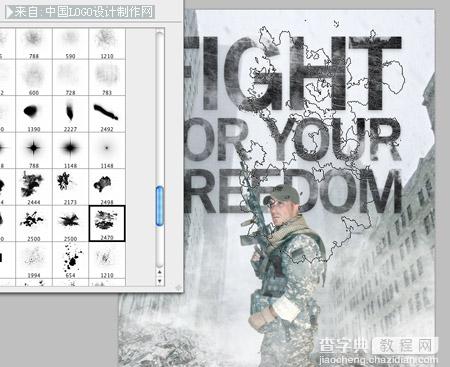Photoshop合成士兵站在战争蹂躏的上的冷色调海报18