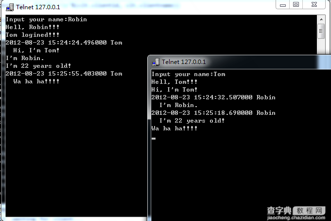 Python实现的使用telnet登陆聊天室实例4