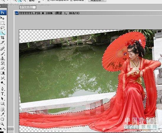 Photoshop CS3将古装MM打造成水墨画风格效果6
