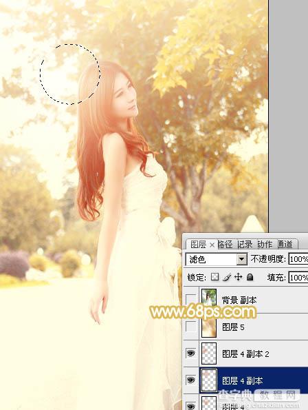 Photoshop将公园美女图片调制出柔美的秋季阳光色24