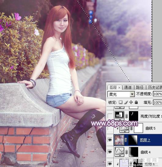 Photoshop调出甜美的秋季蓝紫色外景美女图片35