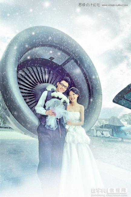 Photoshop将婚纱照片调出梦幻韩风雪景效果1