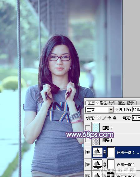 Photoshop为外景人物增加淡淡的韩系青蓝色特效21