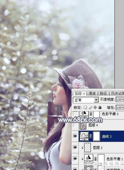 Photoshop将给外景美女图片调制出梦幻的中性淡冷色33