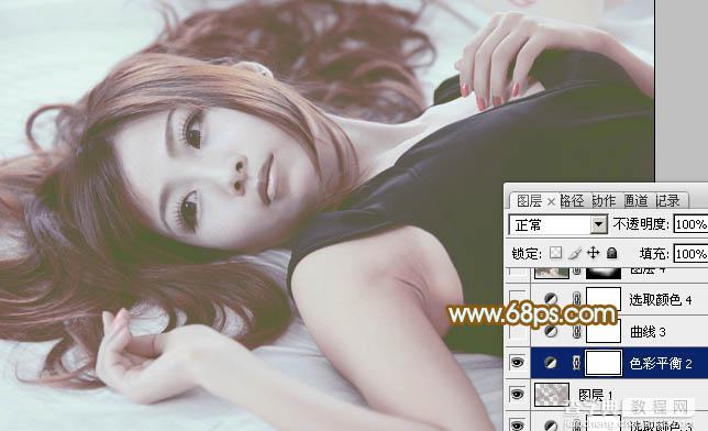 Photoshop将室内美女图片增加淡淡的韩系红褐色31