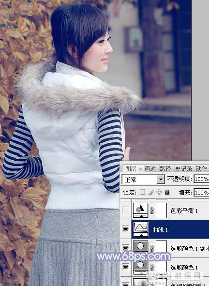 Photoshop为美女图片加上淡雅的韩系冬季冷色13