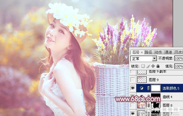 Photoshop将外景美女图片打造出唯美的紫红色效果41