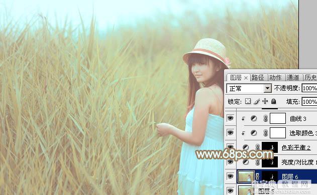 Photoshop为外景人物图片打造小清新的韩系淡褐色29