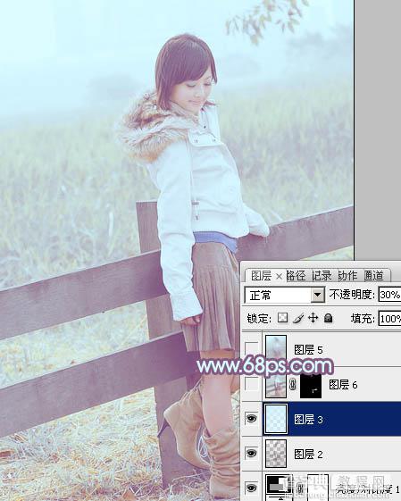 Photoshop为田园美女调制出淡雅的韩系淡蓝色32