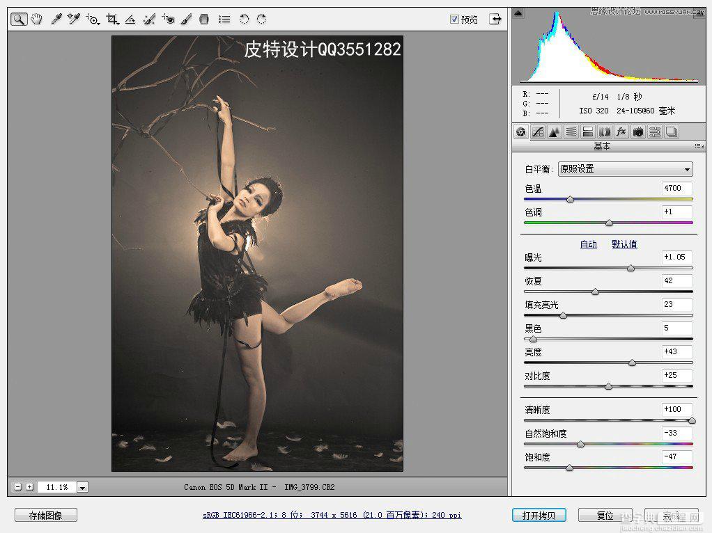 Camera Raw和Photoshop结合为偏暗美女写真照片后期精修过程3