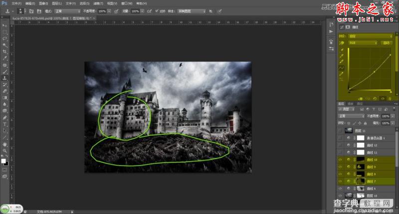 Photoshop将普通城堡图片渲染成哥特式恐怖场景16