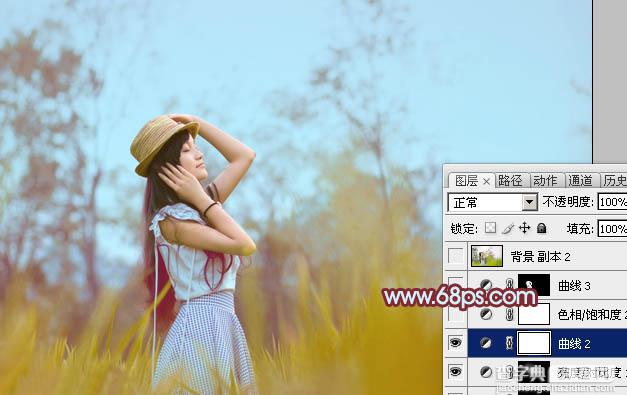 Photoshop为外景人物图片调制出韩系中性黄褐色32