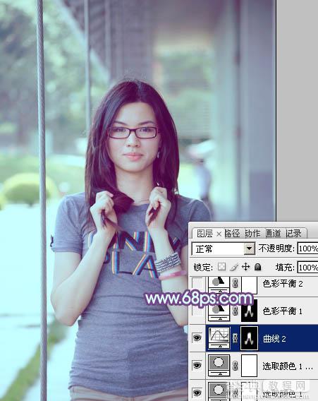 Photoshop为外景人物增加淡淡的韩系青蓝色特效13