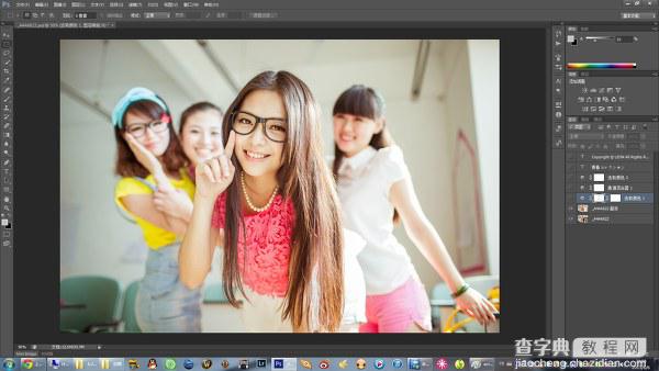 PhotoShop(PS)将宿舍中的女生照片调成淡紫色实例教程7