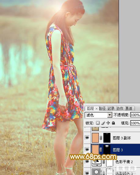 Photoshop为草地人物照片加上柔美的淡橙色效果教程31