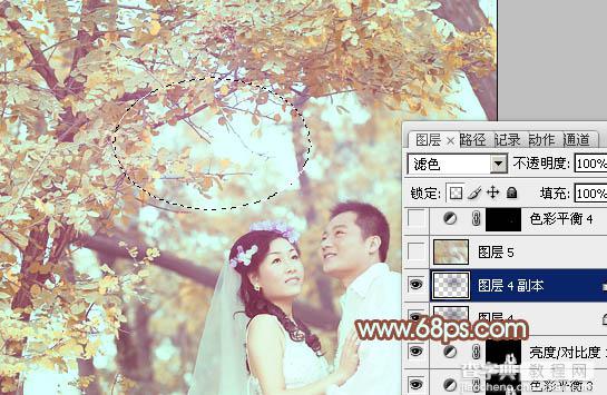 Photoshop将树林婚片增加上清爽的淡橙色效果31