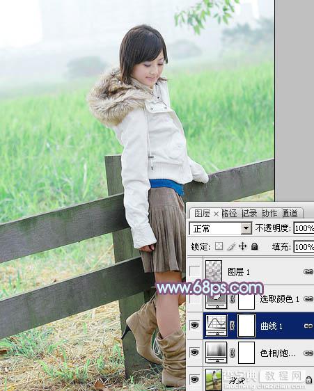 Photoshop为田园美女调制出淡雅的韩系淡蓝色10