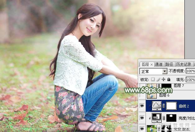Photoshop将美女图片打造唯美的初夏粉调阳光色39