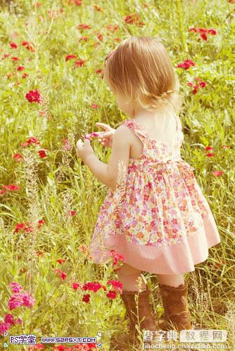 PS填充图层调出花丛中儿童照片的梦幻色彩10