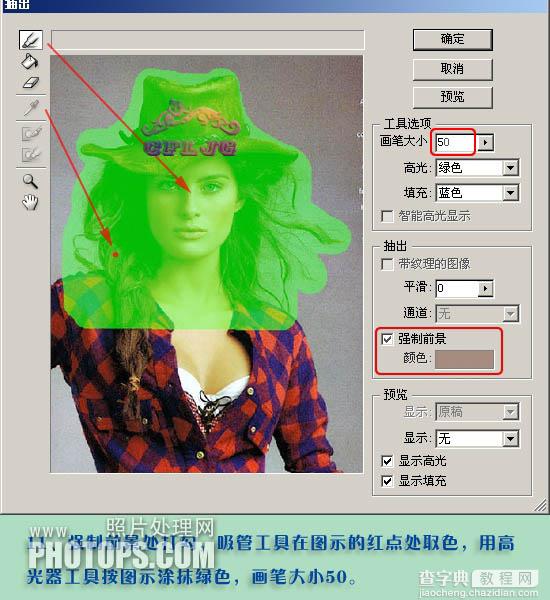 photoshop利用抽出滤镜及描边路径精细抠出人物发丝13
