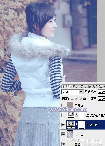 Photoshop为美女图片加上淡雅的韩系冬季冷色36