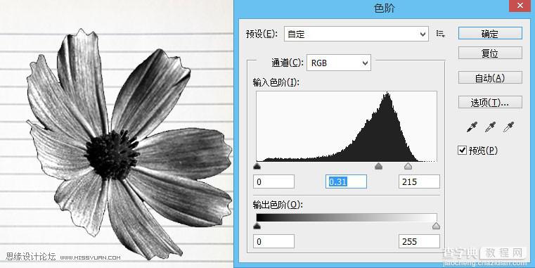 Photoshop简单制作逼真漂亮的蓝色圆珠笔手绘花朵效果图5