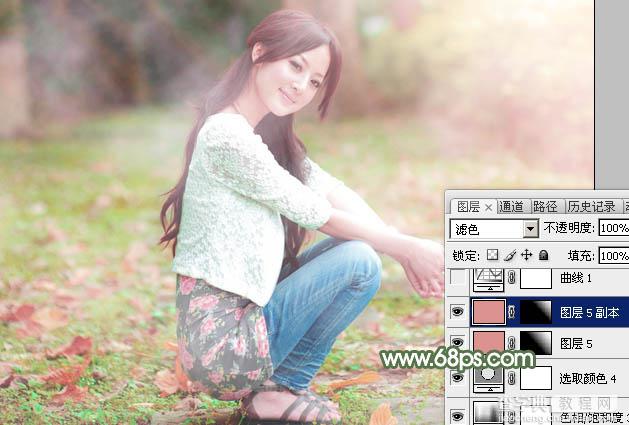 Photoshop将美女图片打造唯美的初夏粉调阳光色29