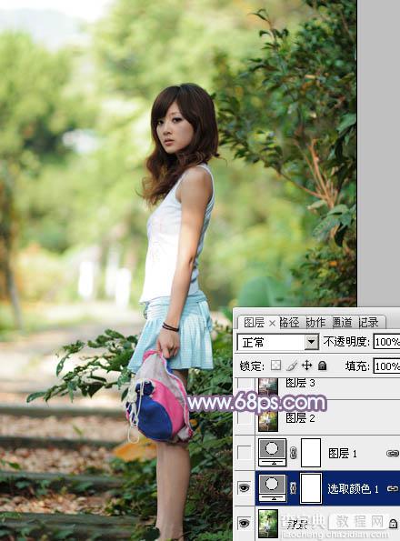 photoshop利用通道替换工具将外景人物图片制作出淡美的蓝紫色4
