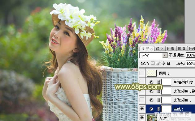 Photoshop将外景婚片调出甜美的淡调青黄色4