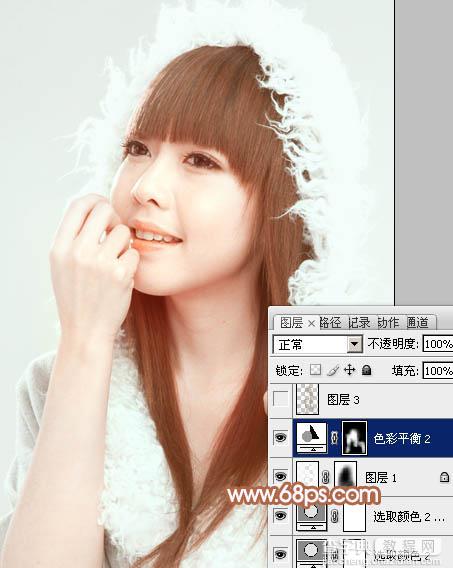 Photoshop将室内美女图片打造出柔和的淡褐色效果21