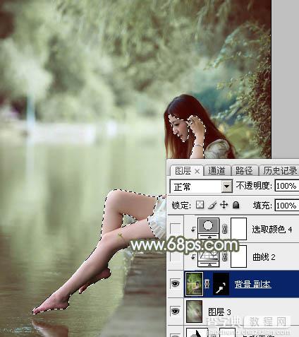 Photoshop为夏季美女图片打造古典淡绿色29