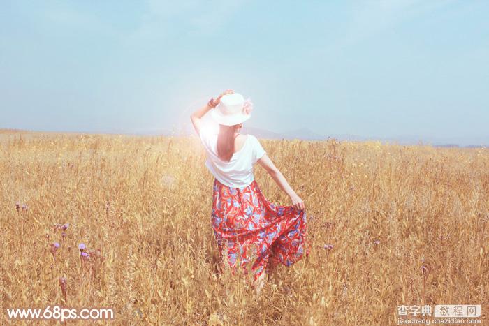 Photoshop为草原上的美女调制清爽的红褐色2