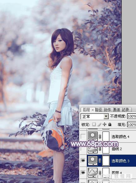 photoshop利用通道替换工具将外景人物图片制作出淡美的蓝紫色17