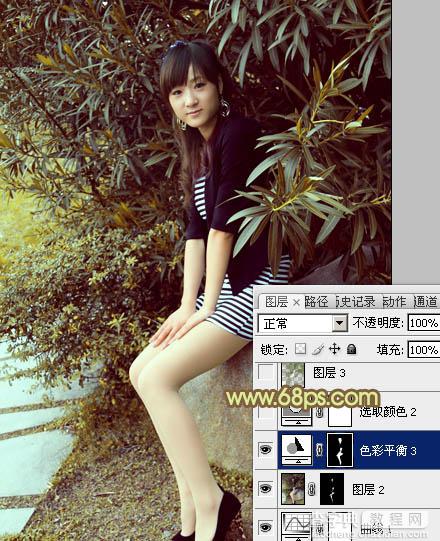 Photoshop为树林美女加上柔和的古典褐色调效果教程27