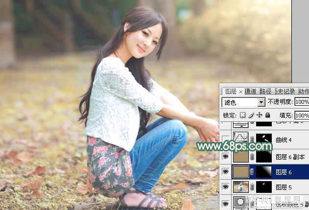 Photoshop为果子美女加上秋季甜美的粉暖色27