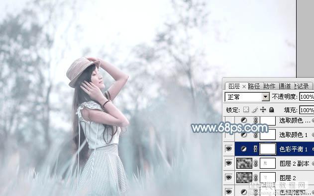 Photoshop为野外的美女调制出梦幻的淡青色10