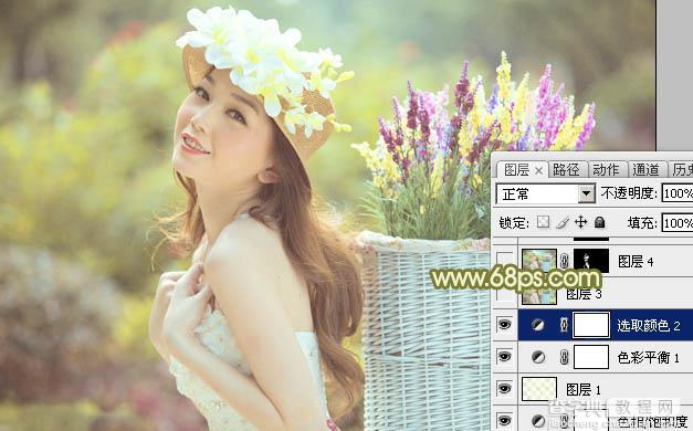 Photoshop将外景婚片调出甜美的淡调青黄色23