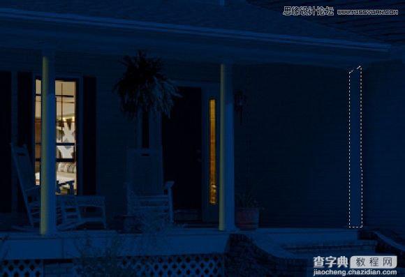 Photoshop把白天的别墅照片调成逼真的夜景效果13