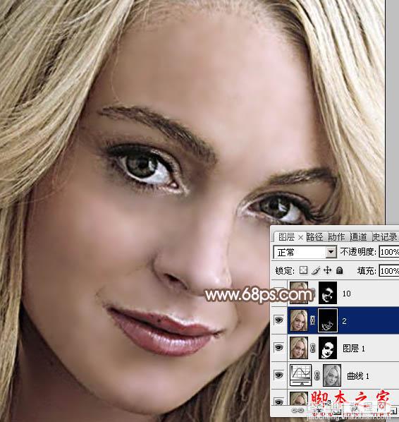 photoshop利用高斯模糊滤镜将满脸雀斑人物光滑磨皮教程17
