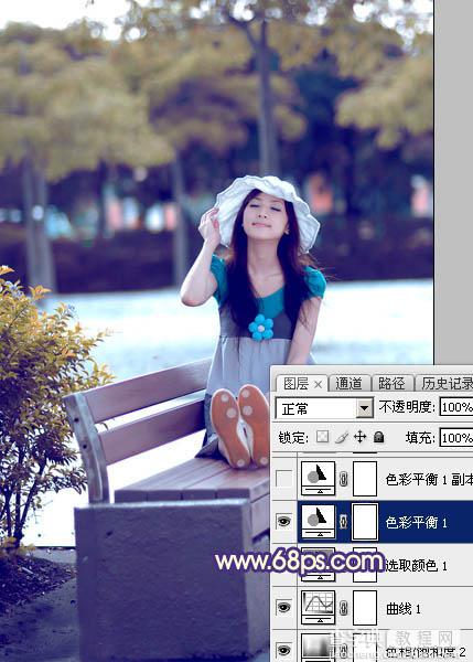 Photoshop为夏季外景图片转为清爽的秋季淡冷色16