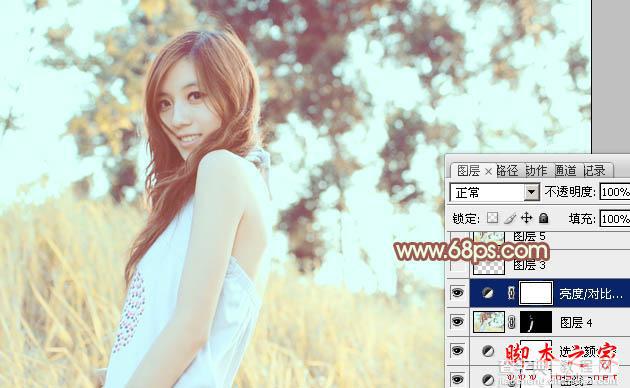 Photoshop将外景人物图片调制出流行的韩系淡调青黄色24