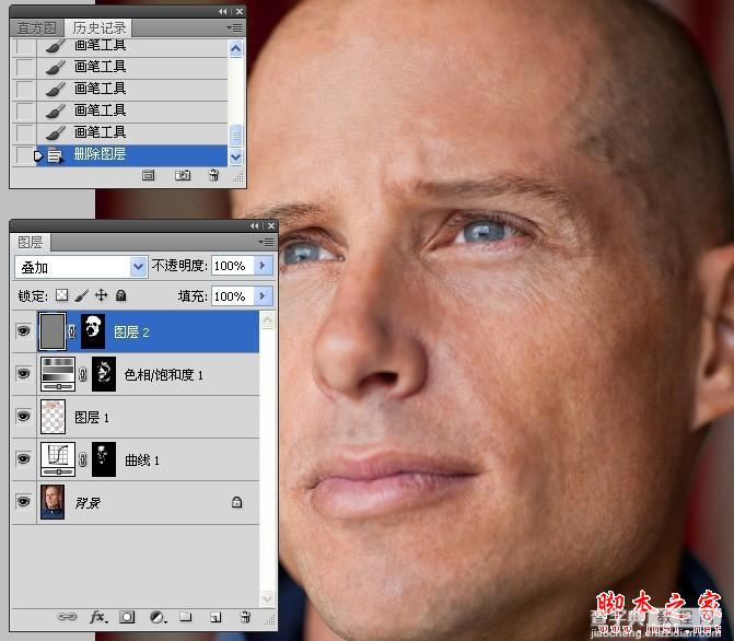 Photoshop将中年男子肤色增加质感效果43