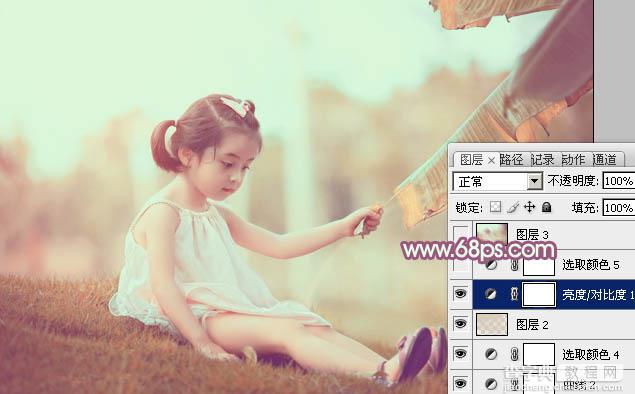 Photoshop为外景儿童调制出柔美的淡暖色31