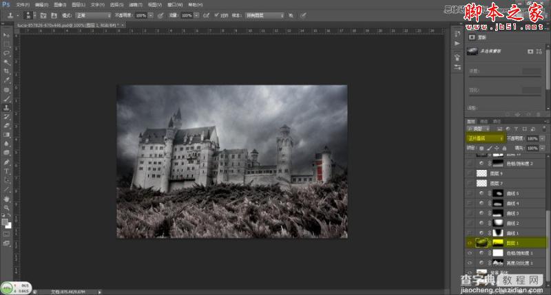 Photoshop将普通城堡图片渲染成哥特式恐怖场景6