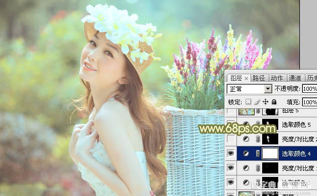 Photoshop将外景婚片调出甜美的淡调青黄色37