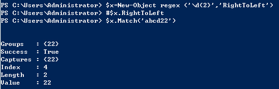 PowerShell正则表达式（Regex）从右往左进行匹配方法代码实例1