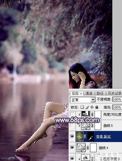 Photoshop为美女加上唯美的暗调蓝紫色32